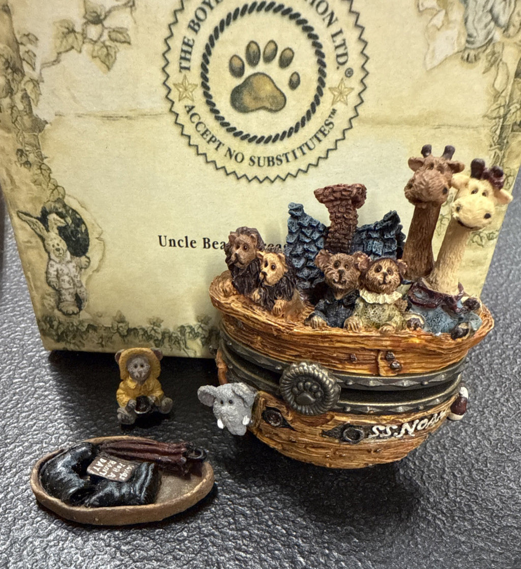 NEW Boyds Bears Uncle Bean's Treasure Boxes “Surf’s Up” Noah’s Ark Drip McNibble