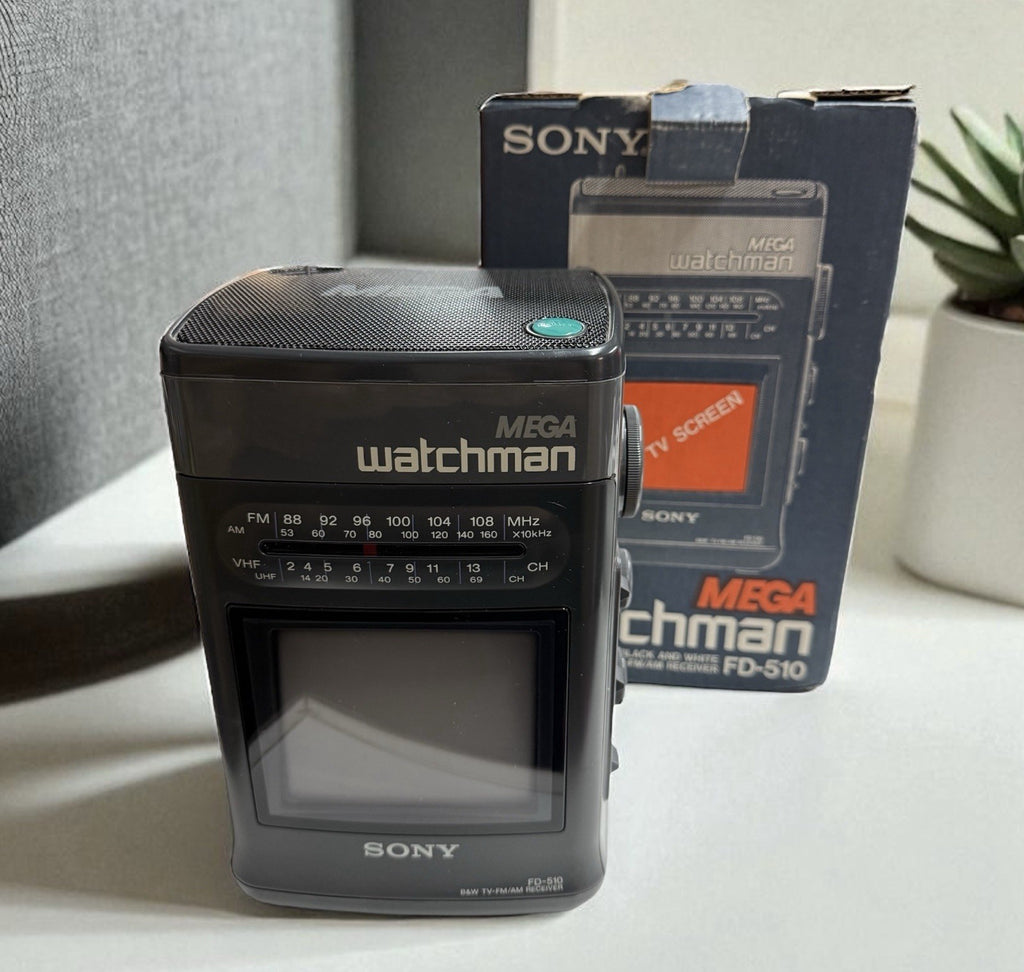 Sony Mega Watchman FD-510 TV FM/AM Receiver w/ Box Charcoal Color