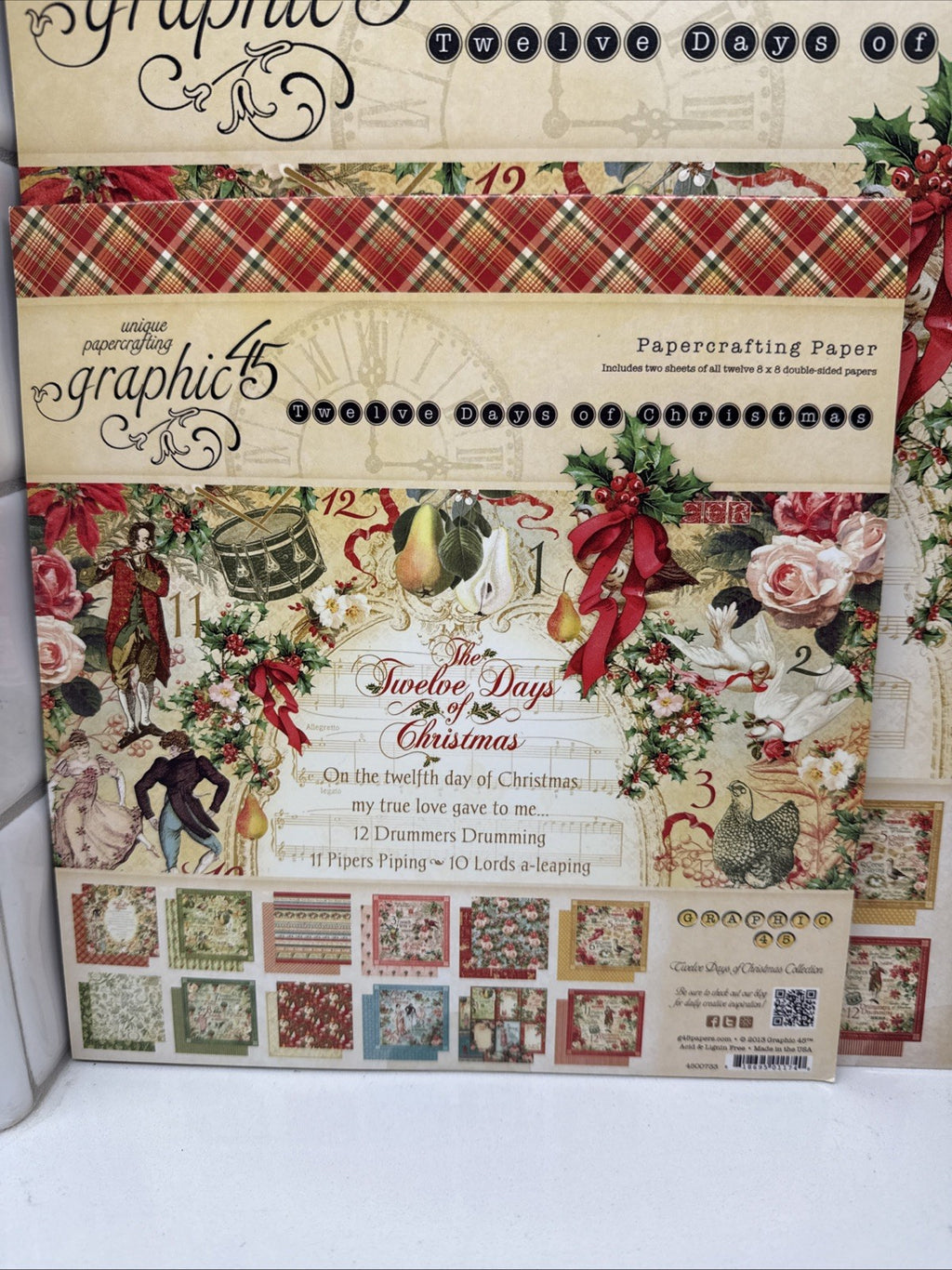 RARE Retired GRAPHIC 45 *Twelve Days of Christmas* 12x12 8x8 & 6x6 Paper Packs
