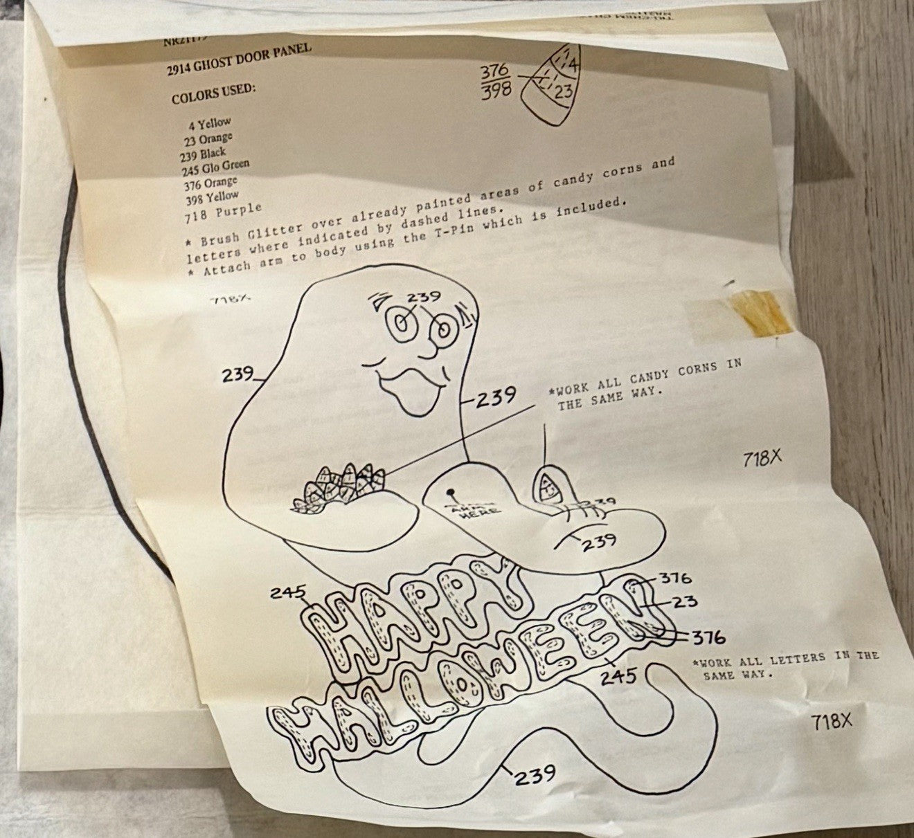 VTG Tri-Chem Paint A Picture 2914 “Ghost Door Panel” Halloween Extra Large 26x38