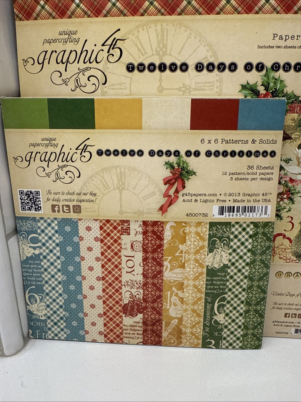 RARE Retired GRAPHIC 45 *Twelve Days of Christmas* 12x12 8x8 & 6x6 Paper Packs