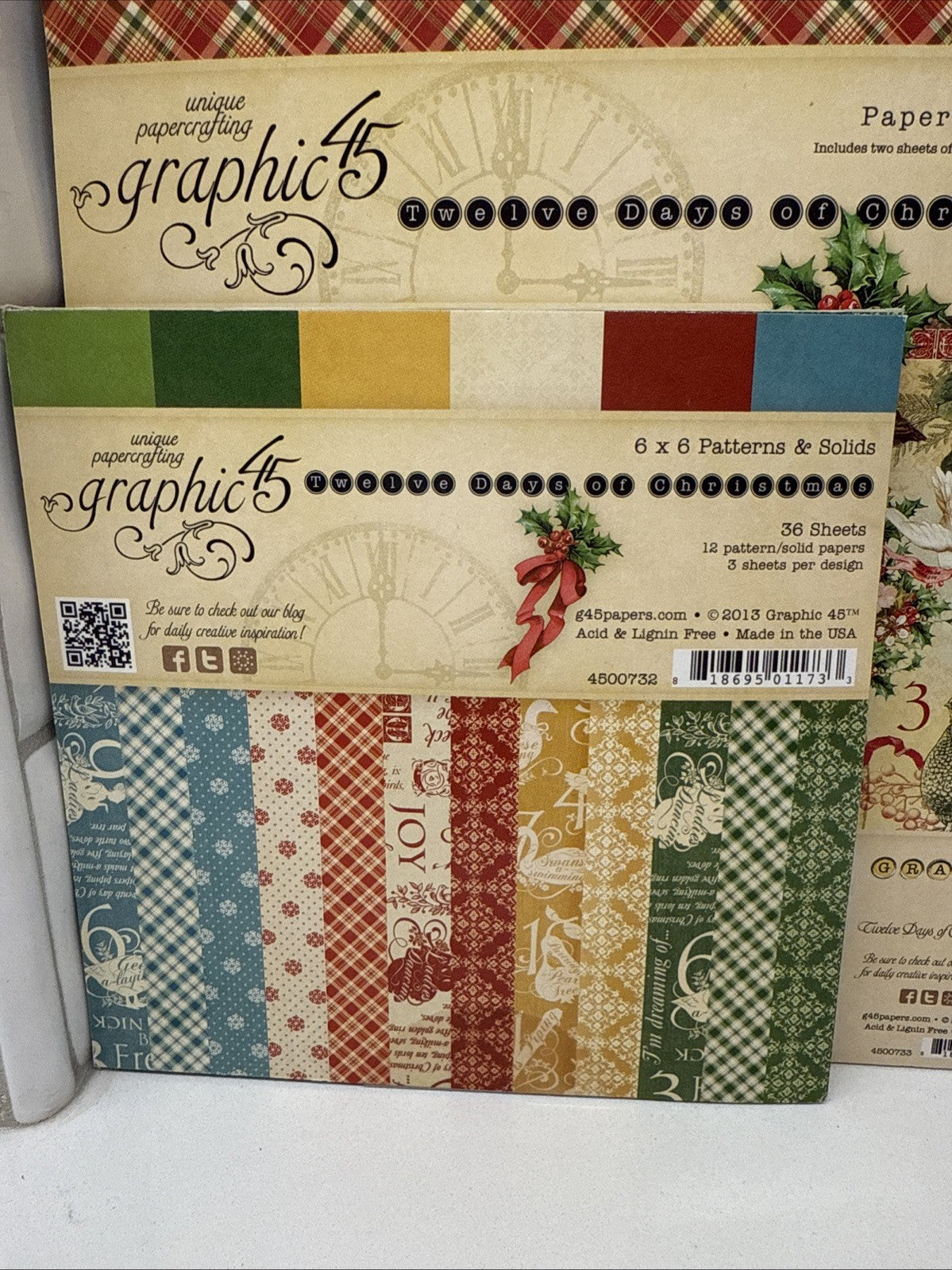 RARE Retired GRAPHIC 45 *Twelve Days of Christmas* 12x12 8x8 & 6x6 Paper Packs