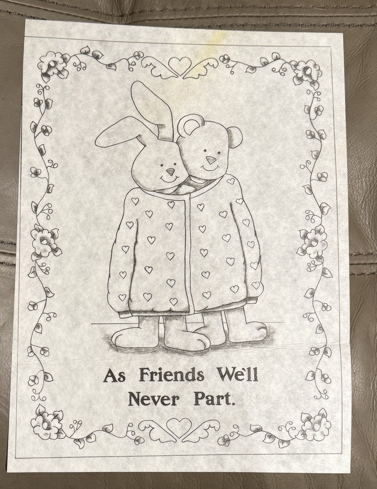 VTG Tri-Chem Paint A Picture 2557 “As Friends We’ll Never Part” 9x13 Bunny Bear