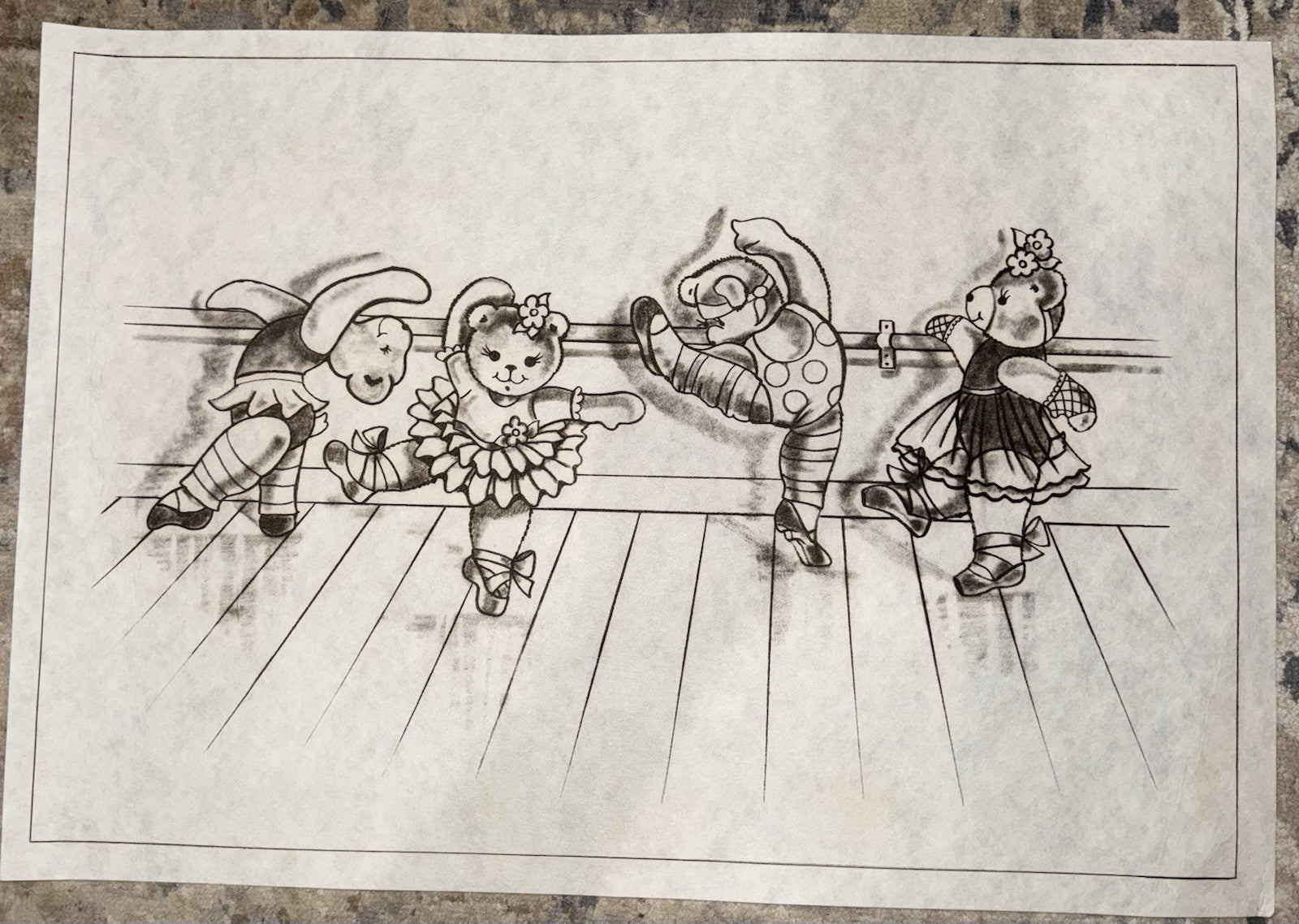 VTG Tri-Chem Paint A Picture 7442 “Chorus Line” Bears Ballerinas 13x19