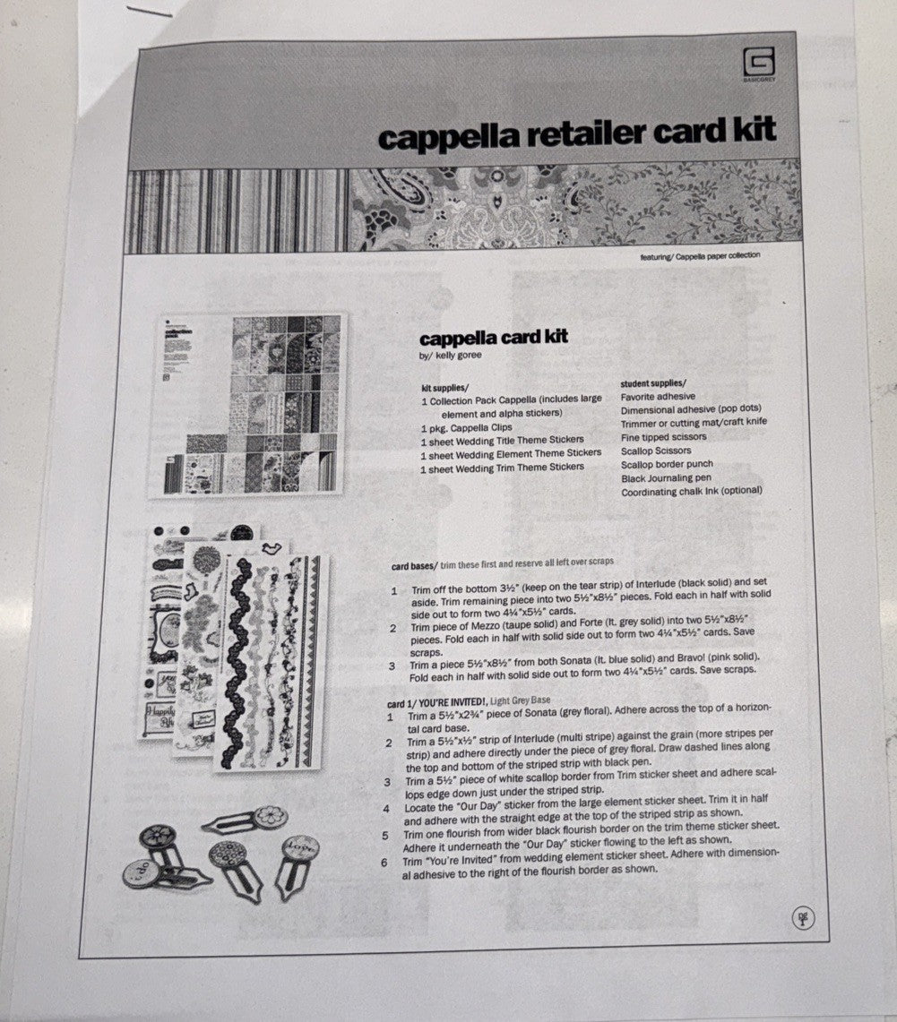 RARE BasicGrey *Cappella Collection Pack* + Card Kit & Instructions WEDDING