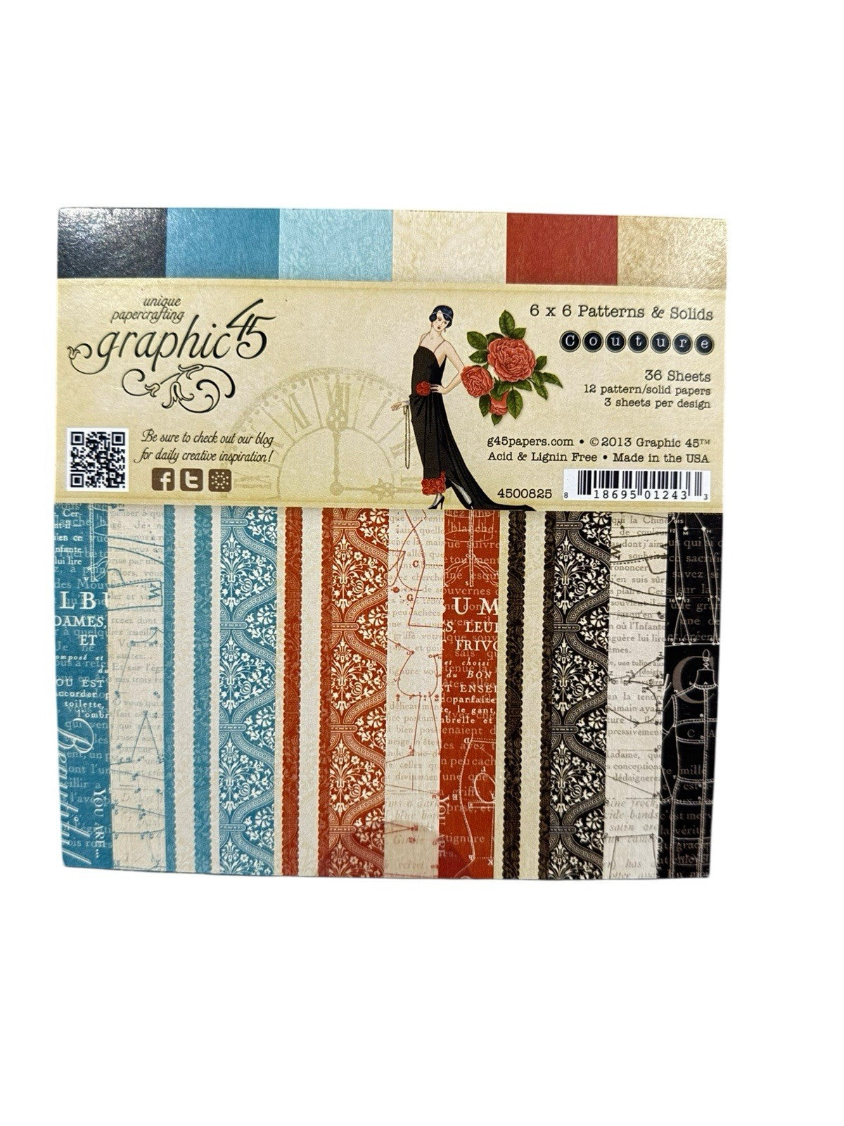 RARE Retired 2013 GRAPHIC 45 *Couture* 12X12 8x8 & 6x6 Scrapbook Cardstock Set