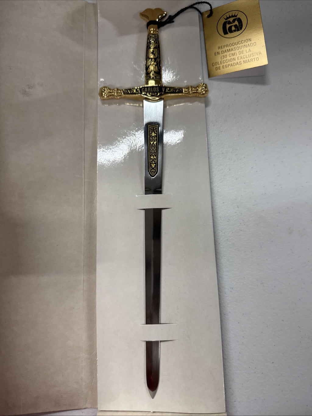 Carlos V Sword by Marto of Toledo Spain 24kt/18kt & Stainless Letter Opener Size