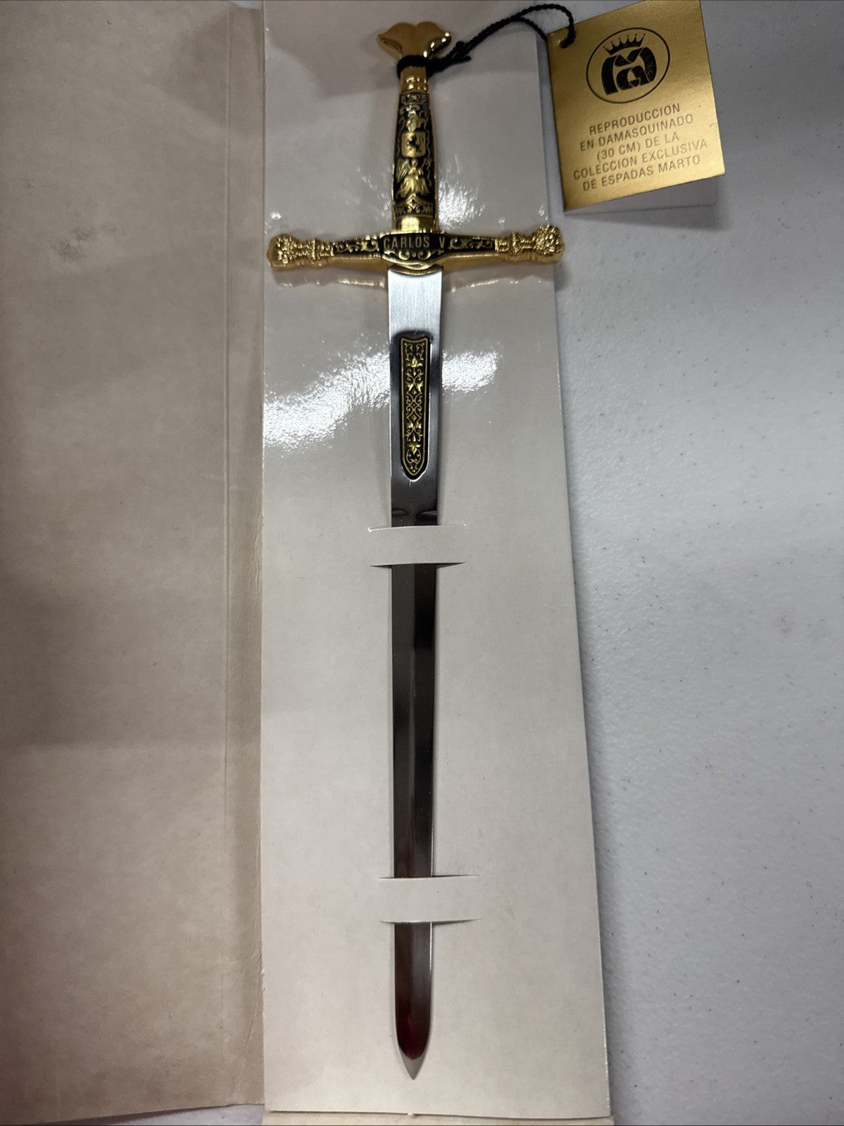 Carlos V Sword by Marto of Toledo Spain 24kt/18kt & Stainless Letter Opener Size