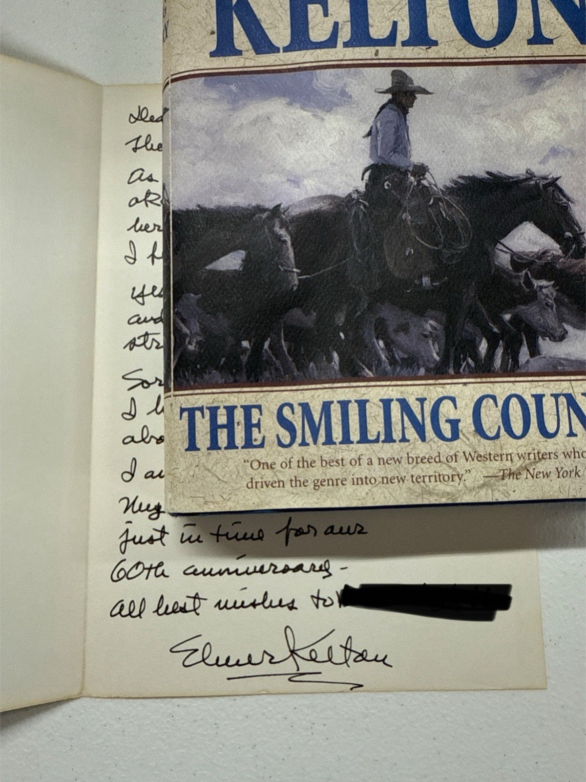 ULTRA RARE Elmer Kelton Signed The Smiling Country + Personal Card *READ*