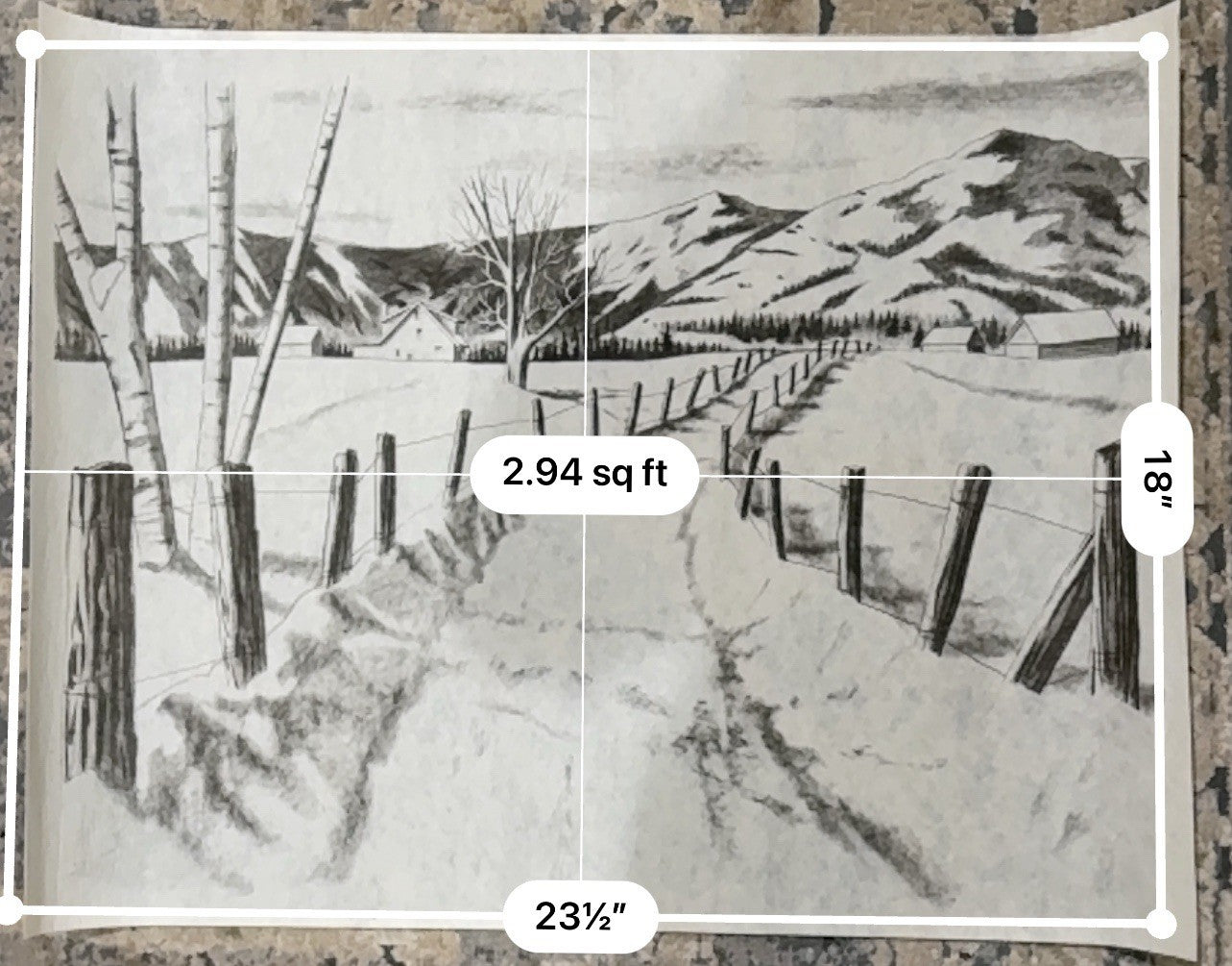 VTG Tri-Chem Paint A Picture 2542 “Winter Scene”18x24 Winter Snow Mountain Fence