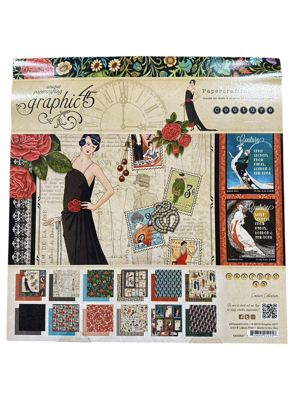 RARE Retired 2013 GRAPHIC 45 *Couture* 12X12 8x8 & 6x6 Scrapbook Cardstock Set