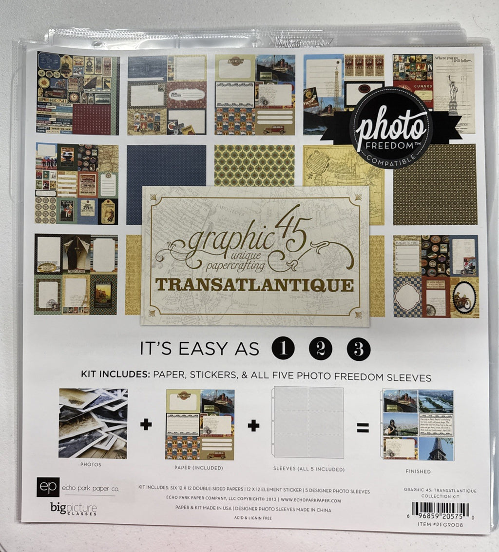 Graphic 45 Transatlantic Photo Freedom Collection Kit Scrapbook Travel Echo Park