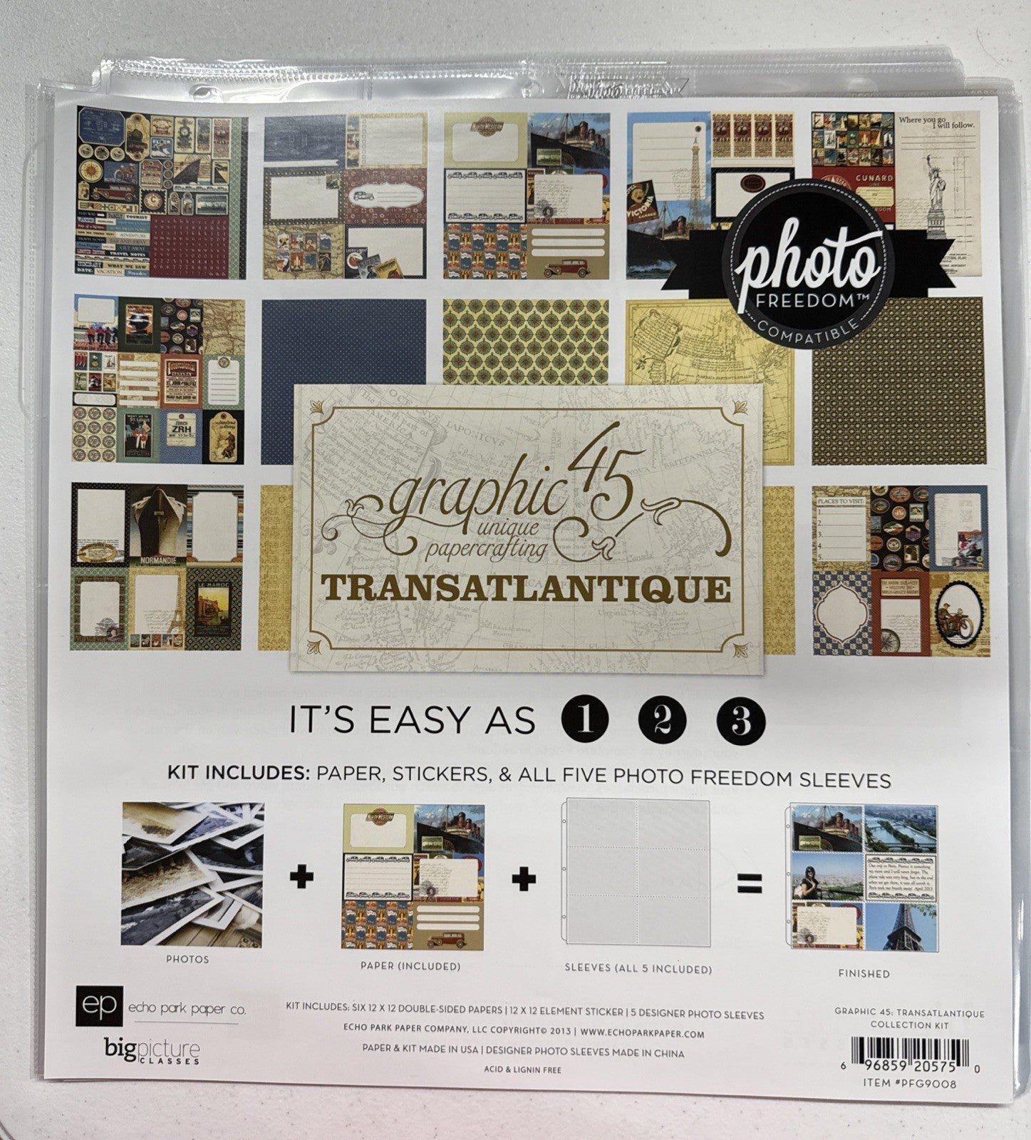 Graphic 45 Transatlantic Photo Freedom Collection Kit Scrapbook Travel Echo Park