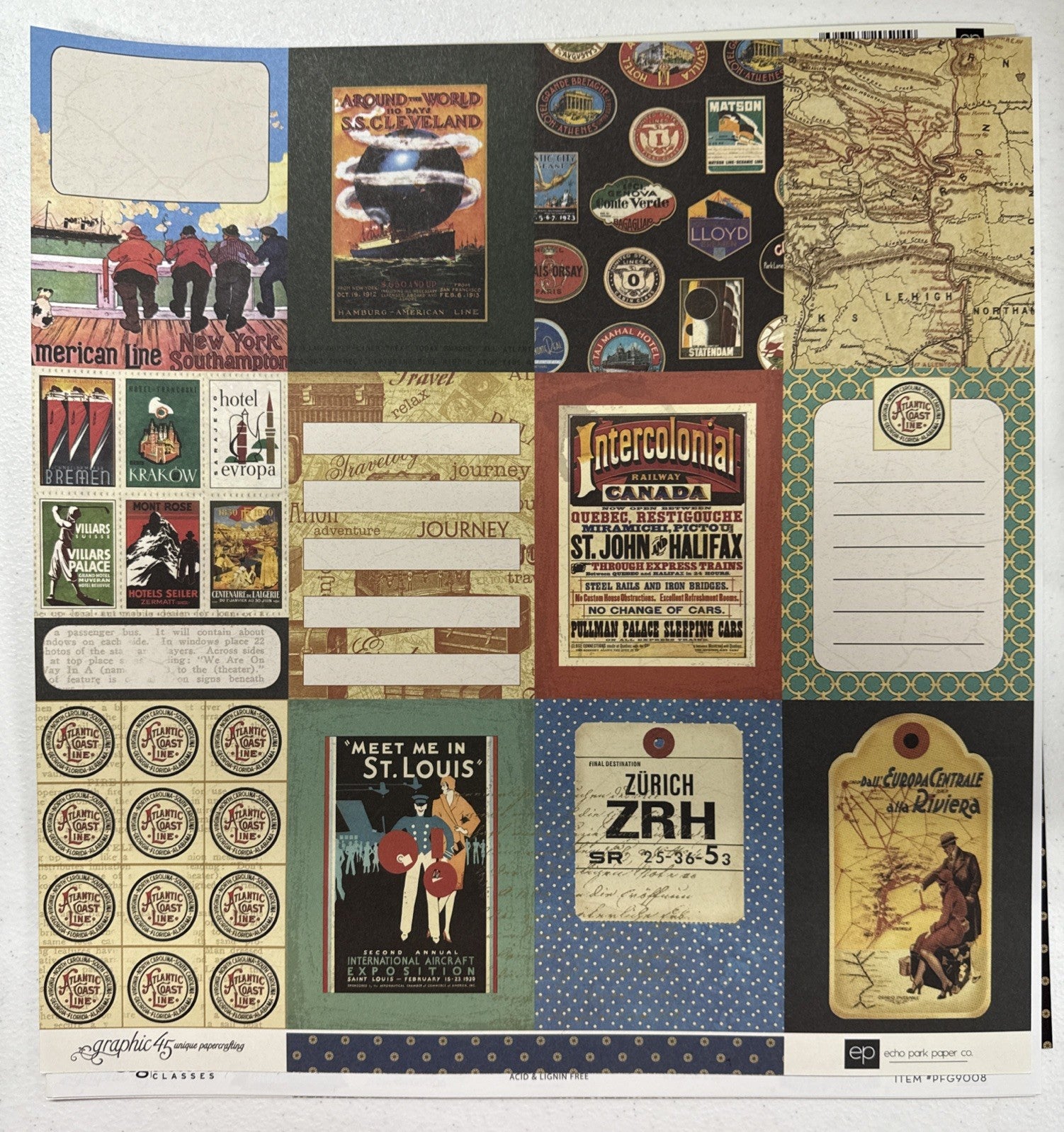 Graphic 45 Transatlantic Photo Freedom Collection Kit Scrapbook Travel Echo Park