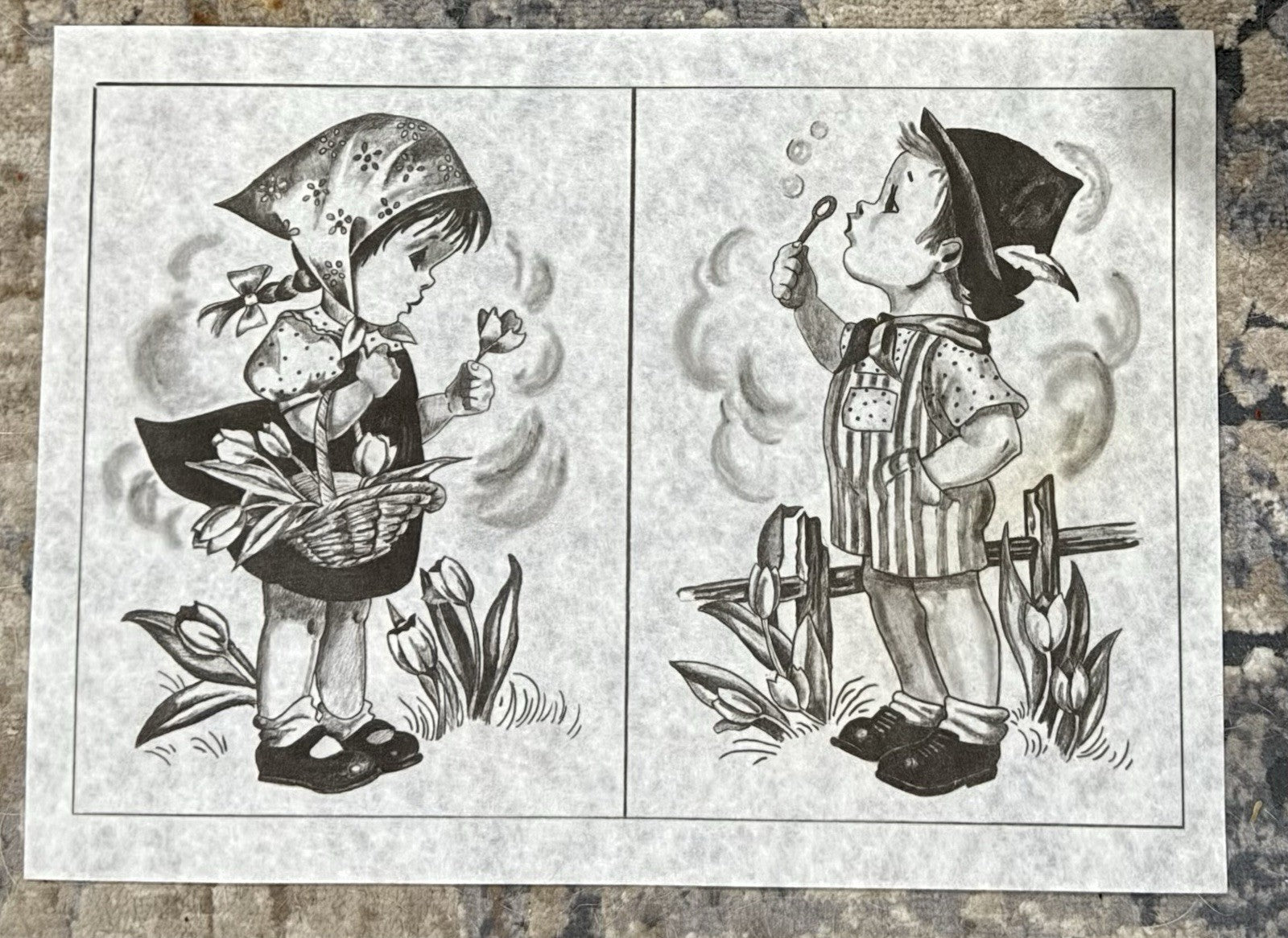 VTG Tri-Chem Paint A Picture 8231 “New Boy & Girl Miniatures” 9x13