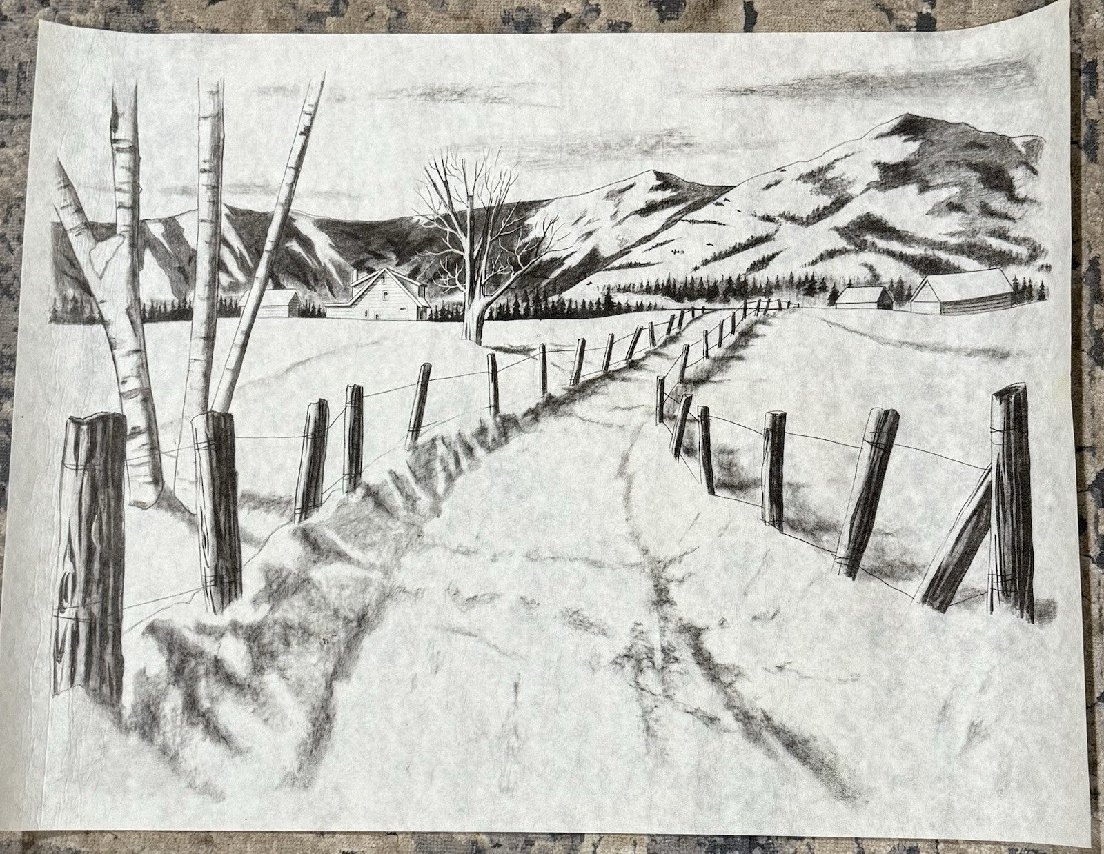 VTG Tri-Chem Paint A Picture 2542 “Winter Scene”18x24 Winter Snow Mountain Fence