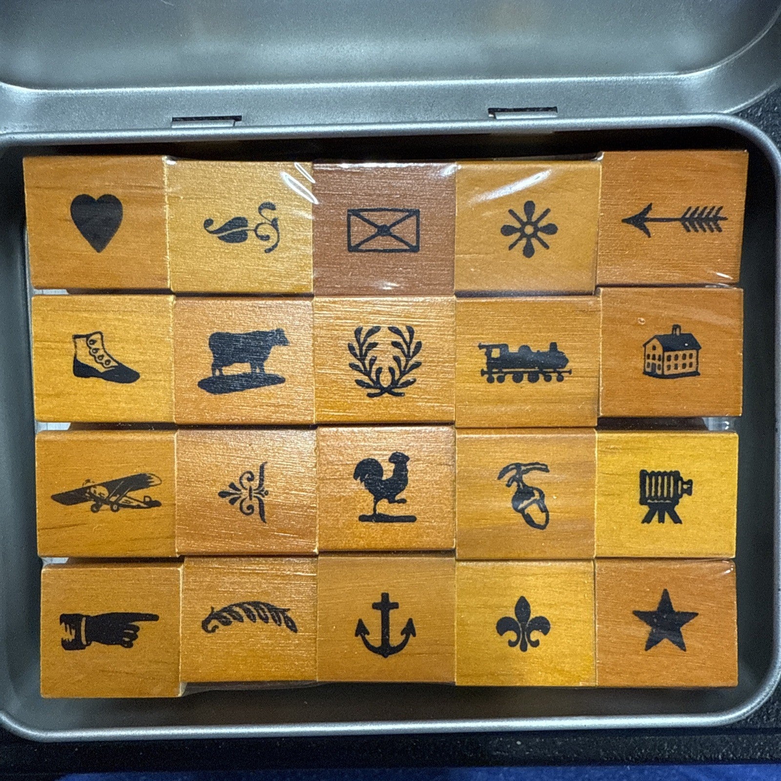 NIB Cavallini &Co Vintage Letterpress Rubber Stamps - 20 Assorted Stamps