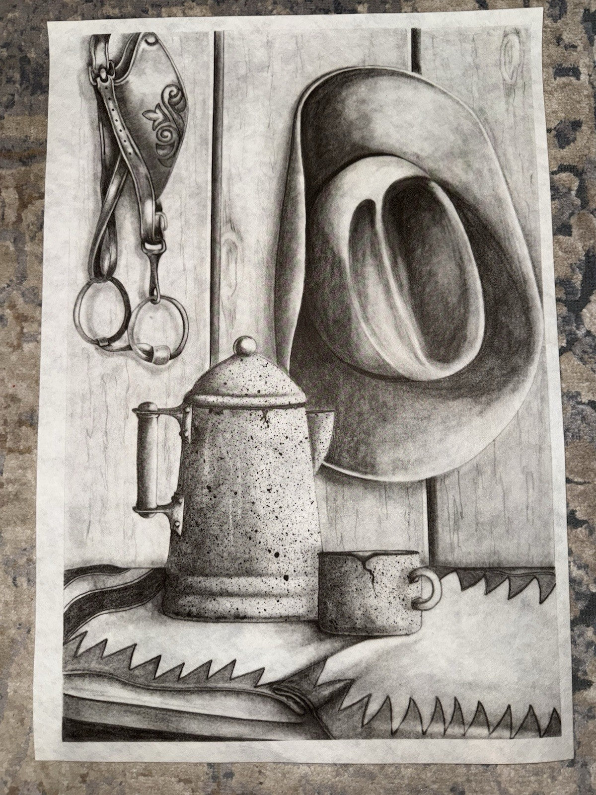 VTG Tri-Chem Paint A Picture 7441 “Western Still-Life” Western Cowboy Hat 13x19