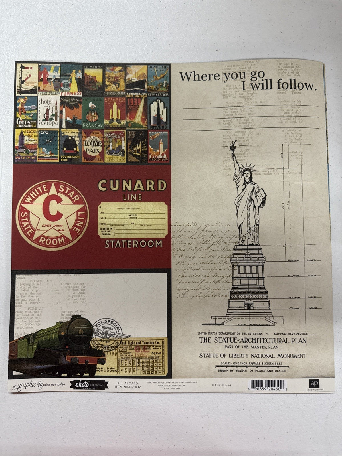 Graphic 45 Transatlantic Photo Freedom Collection Kit Scrapbook Travel Echo Park