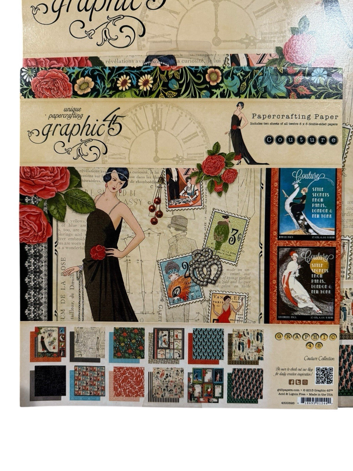 RARE Retired 2013 GRAPHIC 45 *Couture* 12X12 8x8 & 6x6 Scrapbook Cardstock Set