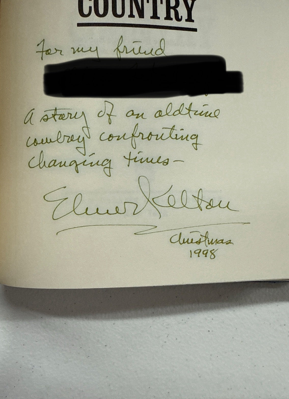 ULTRA RARE Elmer Kelton Signed The Smiling Country + Personal Card *READ*