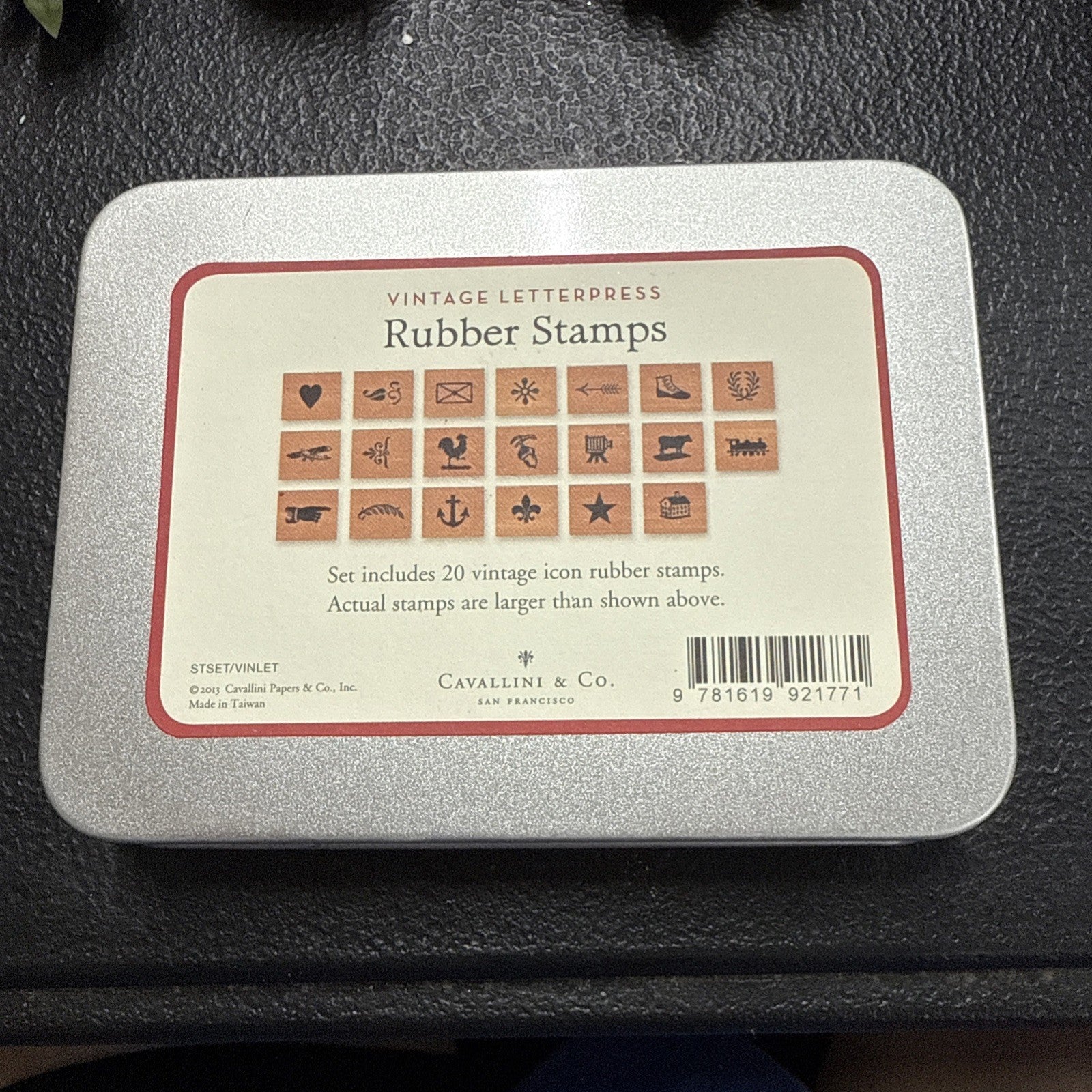 NIB Cavallini &Co Vintage Letterpress Rubber Stamps - 20 Assorted Stamps