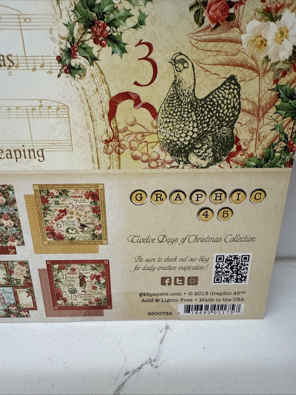 RARE Retired GRAPHIC 45 *Twelve Days of Christmas* 12x12 8x8 & 6x6 Paper Packs