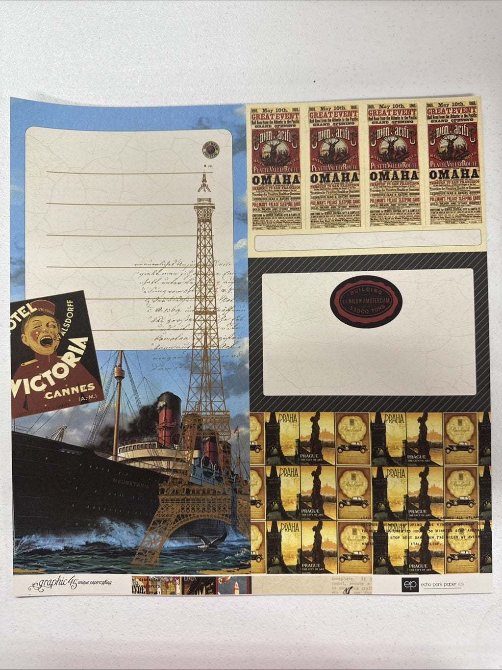 Graphic 45 Transatlantic Photo Freedom Collection Kit Scrapbook Travel Echo Park