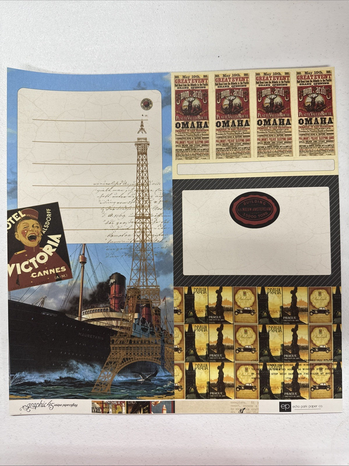 Graphic 45 Transatlantic Photo Freedom Collection Kit Scrapbook Travel Echo Park