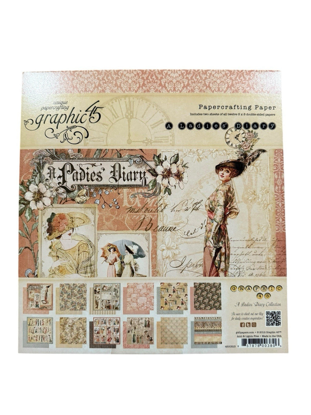 RARE Retired GRAPHIC 45 A Ladies’ Diary 12X12 & 8x8 Scrapbook Paper Sets