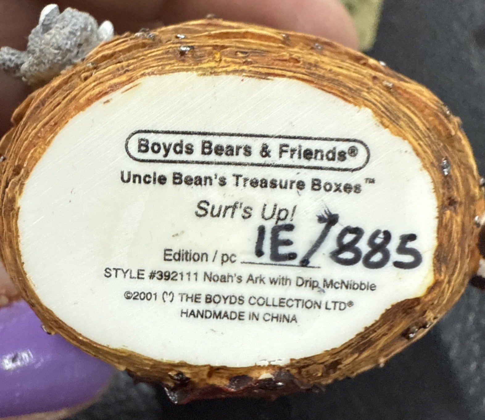 NEW Boyds Bears Uncle Bean's Treasure Boxes “Surf’s Up” Noah’s Ark Drip McNibble