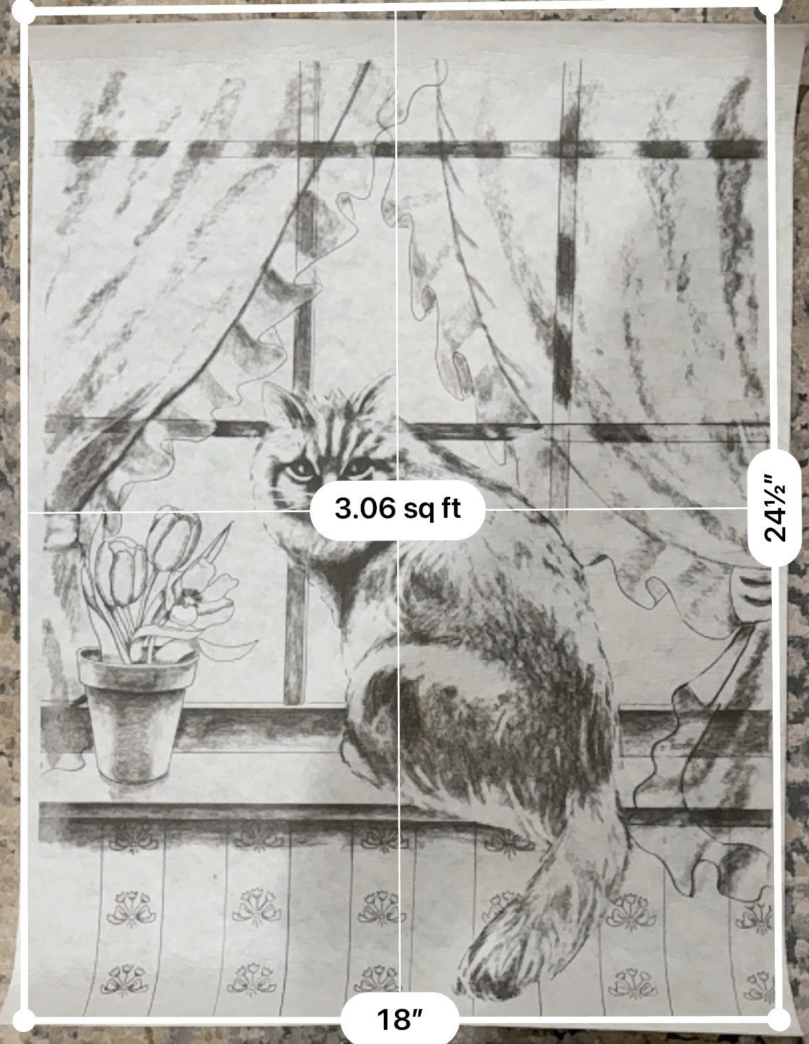 VTG Tri-Chem Paint A Picture 2553 “Cat On A Sill” 18x24 Large Cat Window Plant