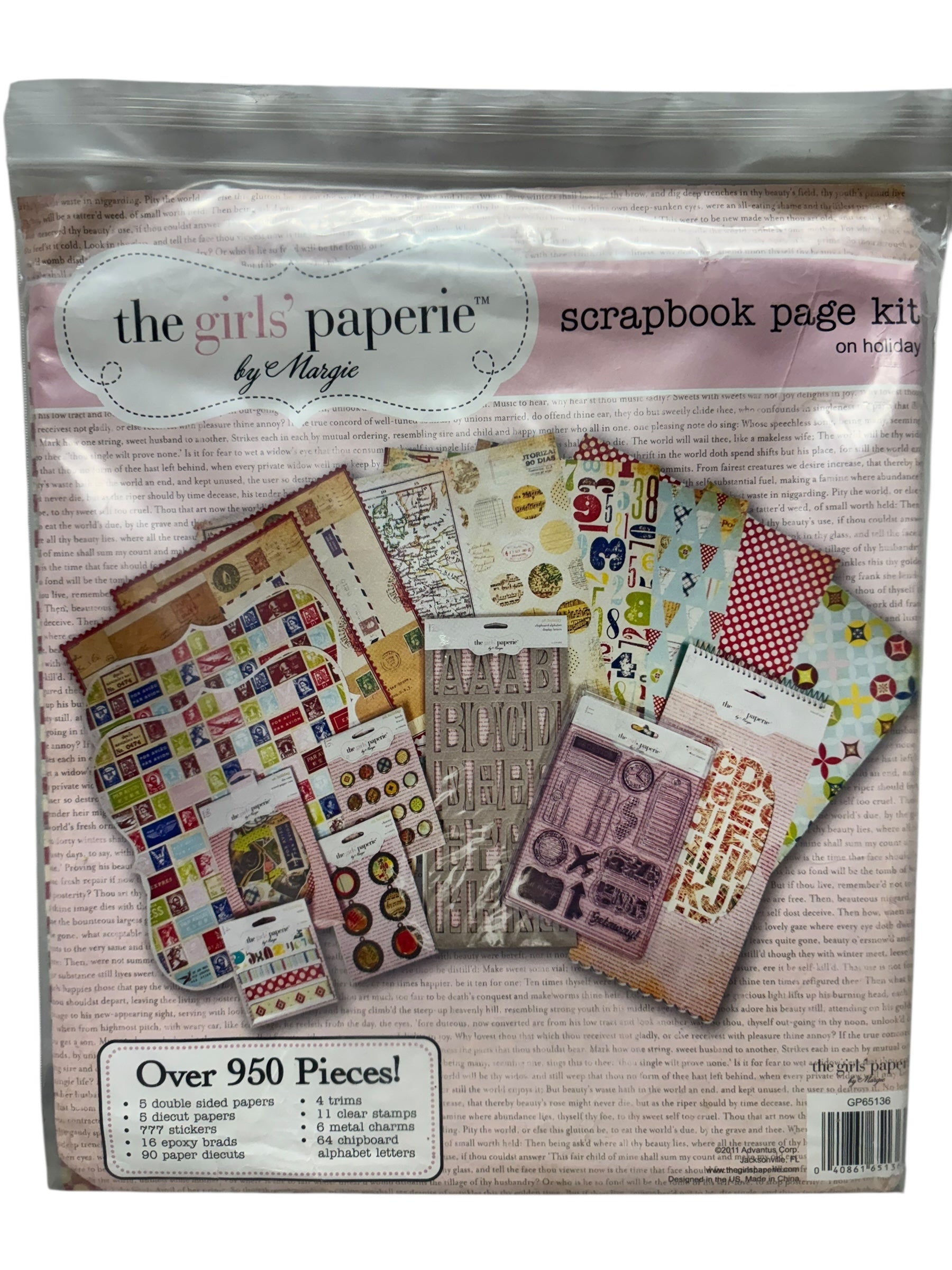 2011 The Girls’ Paperie “On Holiday” Scrapbook Kit 950 Pieces