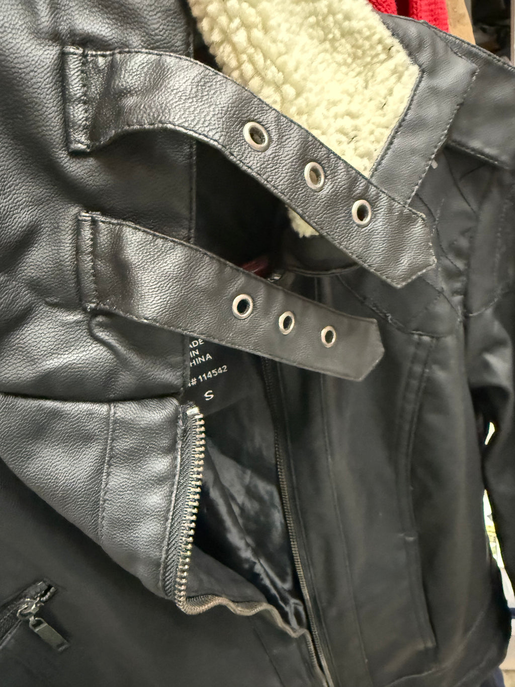 Jou Jou Black Vegan Leather Motorcycle Bikers Jacket Size Small