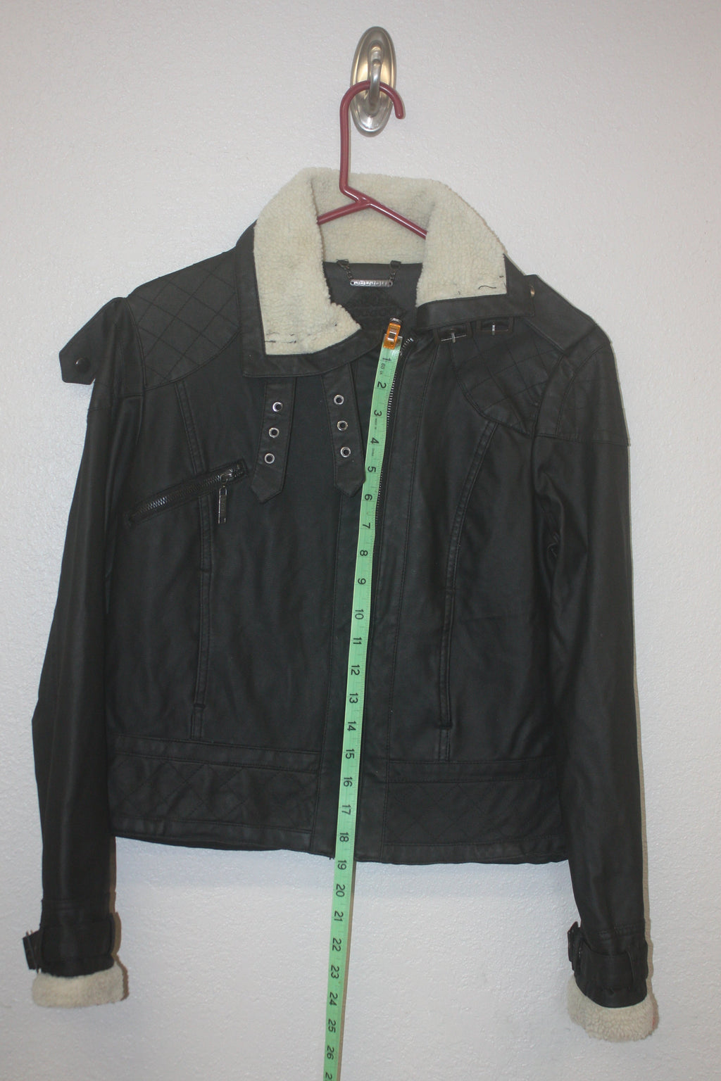 Jou Jou Black Vegan Leather Motorcycle Bikers Jacket Size Small