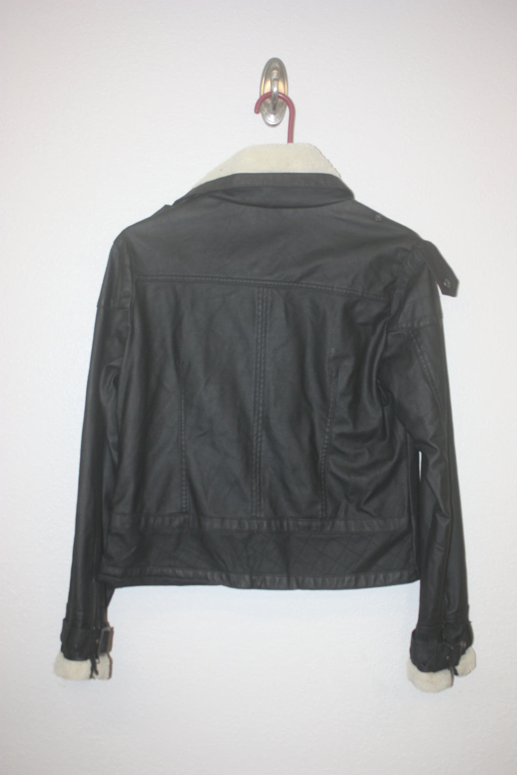 Jou Jou Black Vegan Leather Motorcycle Bikers Jacket Size Small
